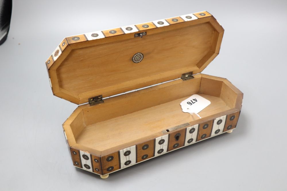 A South Indian rectangular bone inlaid box, length 28.5cm